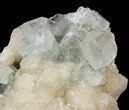 Lustrous Green Apophyllite Crystals with Stilbite - India #44360-1